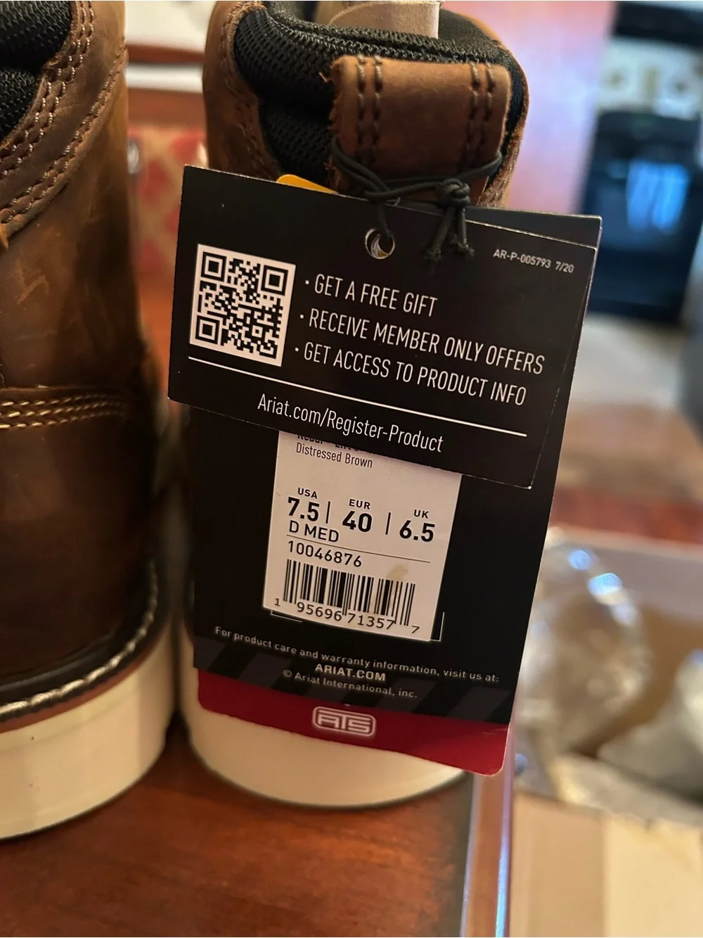 Men’s Ariat Men's Brown Work Moc Toe Boots, Composite Toe, size 7.5, New